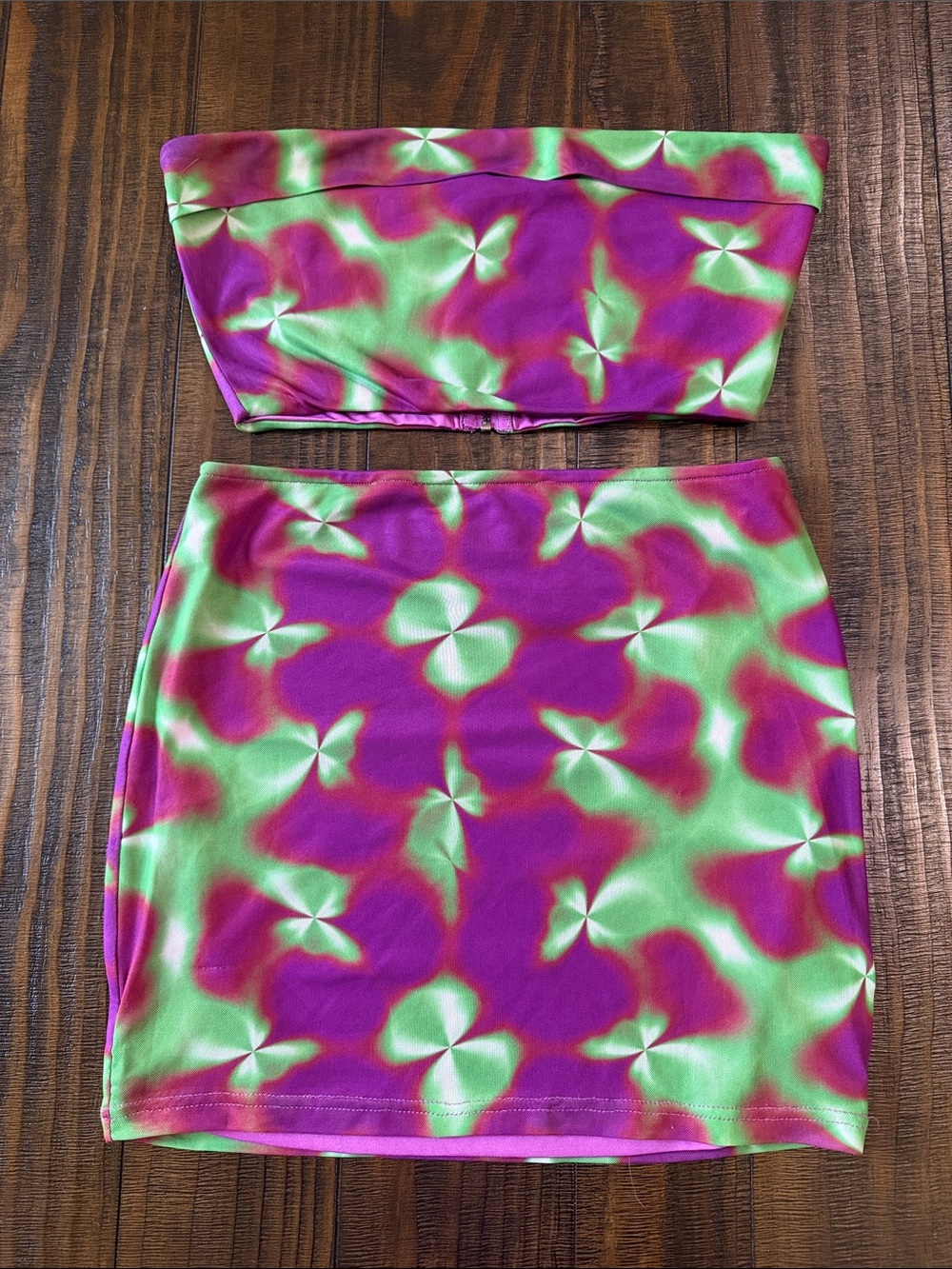 REVOLVE Tie-Dye Tube Skirt Set- Green & Purple